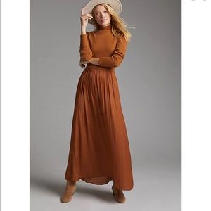 New w/ tags. Fabulous ANTHROPOLOGIE Layered Mock Neck Sweater Maxi Dress, Sz L.
